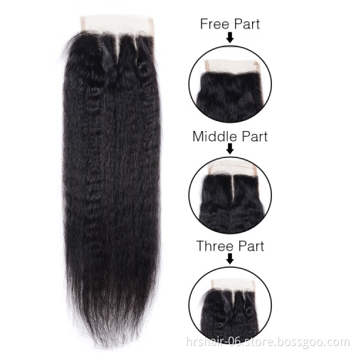 Peruvian Virgin Hair Weave 10-24inch 3bundles with a closure lot Natural Color Kinky Straight Unprocessed Human Hair Extension